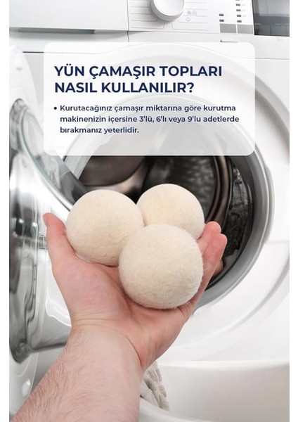 3 Adet Yün Kurutma Topu Kurutma Makinesi Için Doğal Yumuşatıcı Çamaşır Kurutma Topları modelleri