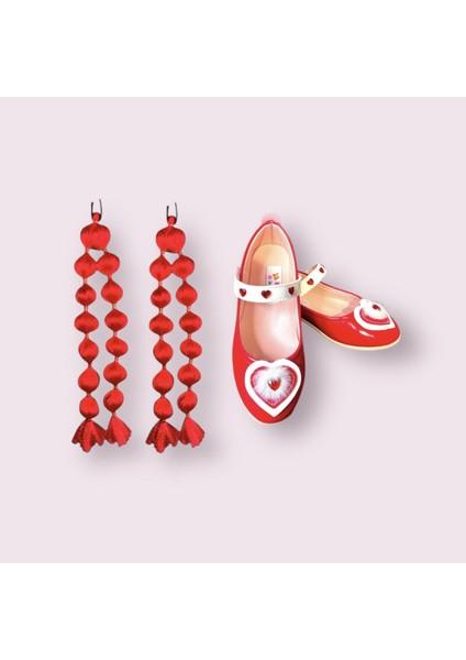 Kırmızı Bubble Saç +Kırmızı Babet Seti 29 Ekim 23 Nisan Yılbası Gösteri Parti Davet Düğün