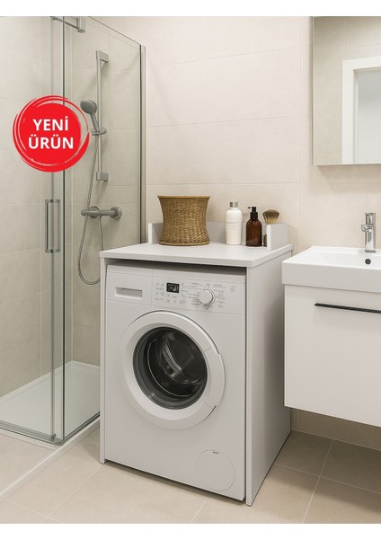 Doliva Çamaşır Makinesi Dolabı Çok Amaçlı Dolap Banyo Dolabı Beyaz