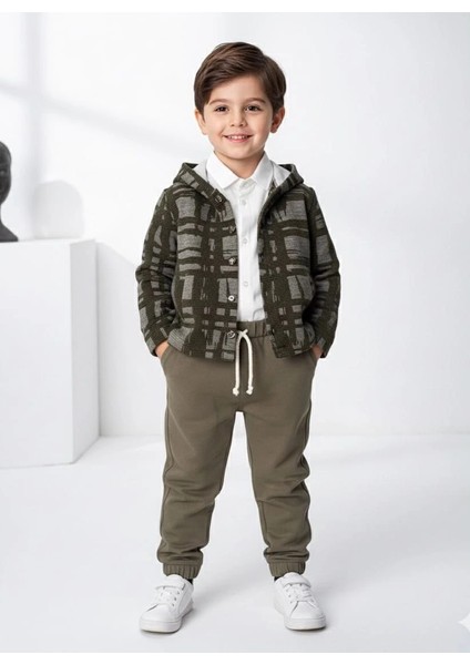 Erkek Çocuk Gömlekli Hırkalı Pantolonlu 3'lü Takım