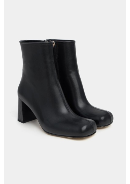 Juno Siyah Mat Fermuarlı Kalın Topuklu Küt Burun Kadın Bot indirimleri