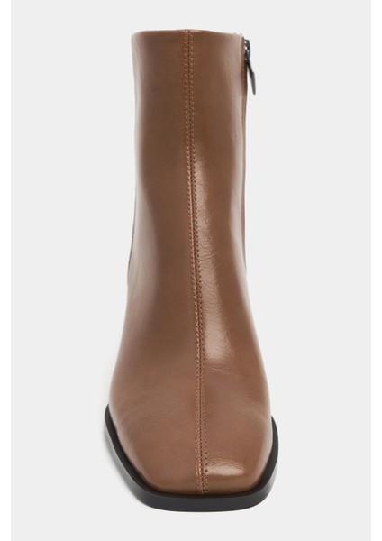 Darelis Taba Rustik Desen Fermuar Detay Küt Burun Kadın Topuklu Bot modelleri