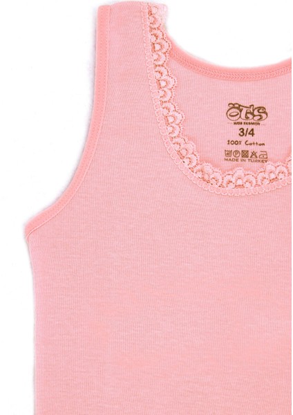 Kız Çocuk Atlet 3'lü Ribana Kalın Askılı Dantel Detaylı (%100 Pamuk)