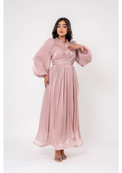 Boyundan Taş Işlemli Bel Detaylı Abiye Elbise ELB16091 fırsatları