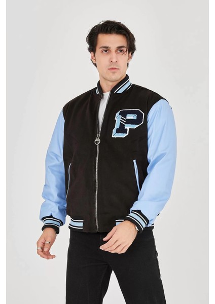 Erkek Içten Elyaf ve Astarlı Kolları Suni Deri Ceket - Mavi fırsatları