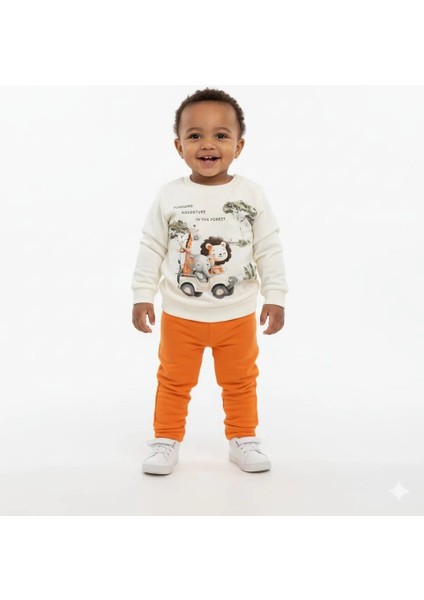 Erkek Bebek Orman Hayvanları Baskılı Alt Üst Ikili Gündelik Takım