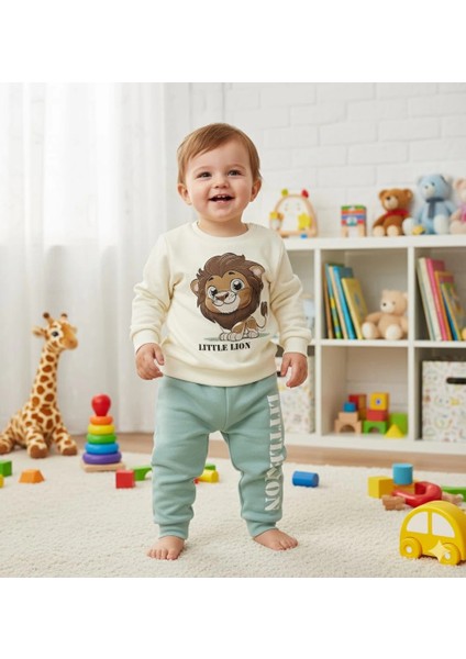 Erkek Bebek Aslan Baskılı Alt Üst Ikili Gündelik Takım