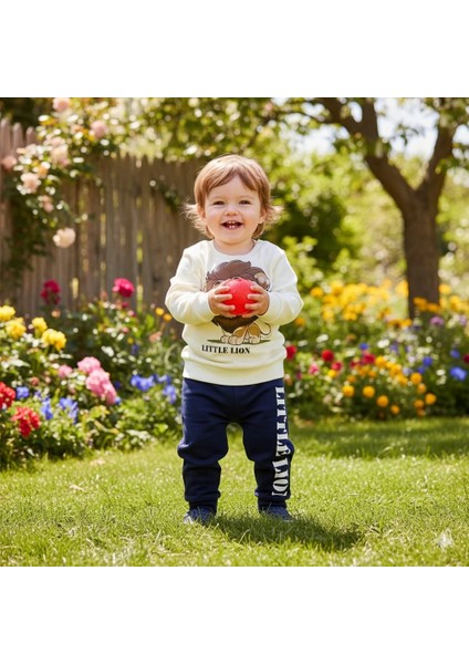 Erkek Bebek Aslan Baskılı Alt Üst Ikili Gündelik Takım