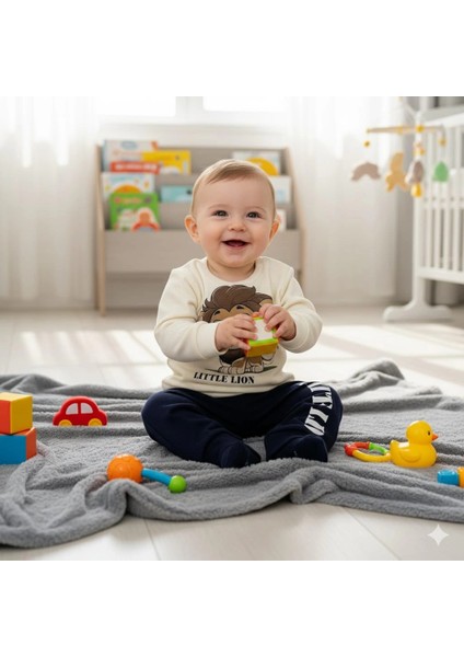 Erkek Bebek Aslan Baskılı Alt Üst Ikili Gündelik Takım fiyatları