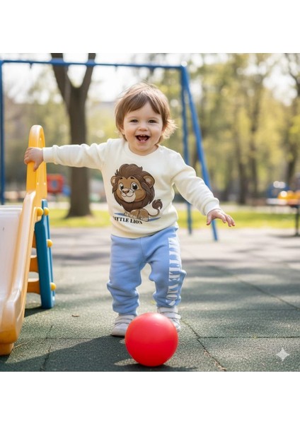 Erkek Bebek Aslan Baskılı Alt Üst Ikili Gündelik Takım