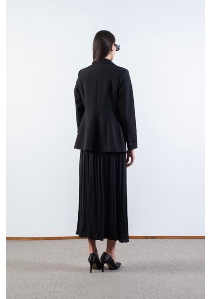 İvaldo Tek Düğme Mono Yaka Flota Cepli Ceket SİYAH