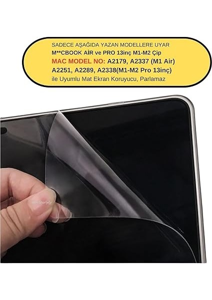 Mat Ekran Koruyucu Macbook Air Pro 13INÇ M1-M2, A2179 A2337 A2338 A2251 A2289 ile Uyumlu Şeffaf fiyatları