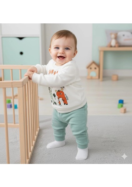 Erkek Bebek Safari Baskılı Alt Üst Ikili Gündelik Takım