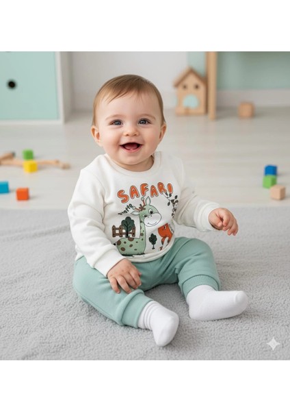 Erkek Bebek Safari Baskılı Alt Üst Ikili Gündelik Takım fiyatları