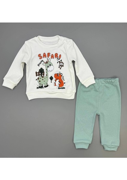 Erkek Bebek Safari Baskılı Alt Üst Ikili Gündelik Takım modelleri