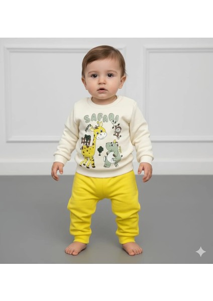 Erkek Bebek Safari Baskılı Alt Üst Ikili Gündelik Takım