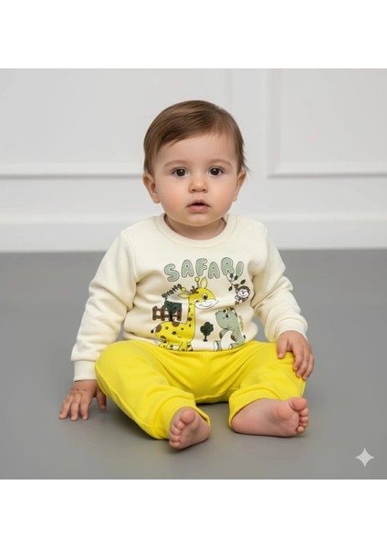 Erkek Bebek Safari Baskılı Alt Üst Ikili Gündelik Takım fiyatları