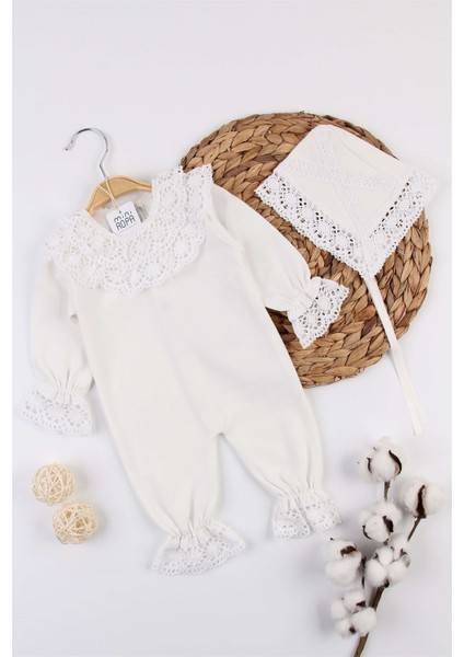 Dantelli Kız Bebek Tulumu Şapkalı Hastane Çıkışı Dantel İşlemeli Hediyelik Mevlüt Kıyafeti fiyatları