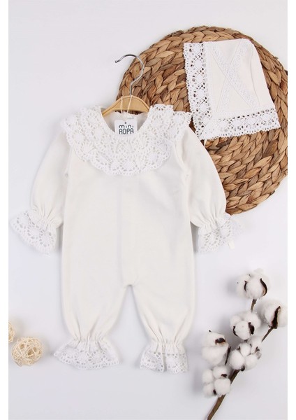 Dantelli Kız Bebek Tulumu Şapkalı Hastane Çıkışı Dantel İşlemeli Hediyelik Mevlüt Kıyafeti modelleri
