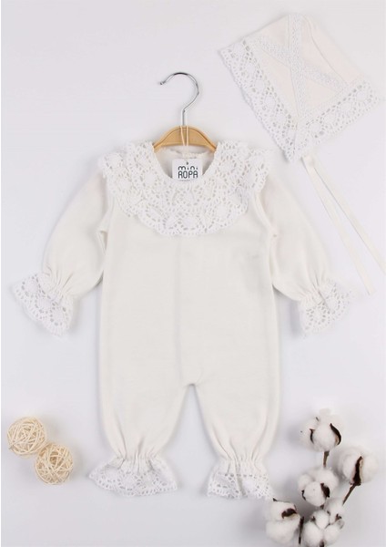 Dantelli Kız Bebek Tulumu Şapkalı Hastane Çıkışı Dantel İşlemeli Hediyelik Mevlüt Kıyafeti indirimleri