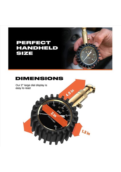 2x Lastik Basınç Göstergesi - (0-60 Psi) Ağır Hizmet Tipi Işıltı Kadranıyla Doğru Düşük - Hava Basıncı Göstergesi (Yurt Dışından) modelleri