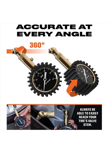 2x Lastik Basınç Göstergesi - (0-60 Psi) Ağır Hizmet Tipi Işıltı Kadranıyla Doğru Düşük - Hava Basıncı Göstergesi (Yurt Dışından) indirimleri