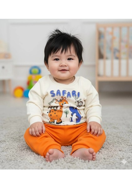 Erkek Bebek Safari Baskılı Alt Üst Ikili Gündelik Takım fiyatları