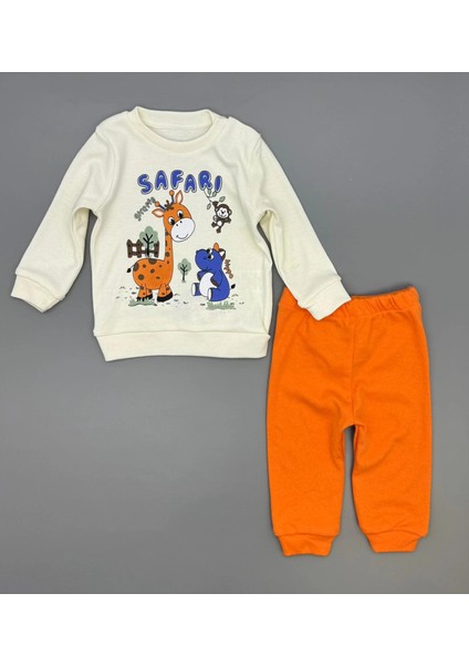 Erkek Bebek Safari Baskılı Alt Üst Ikili Gündelik Takım modelleri