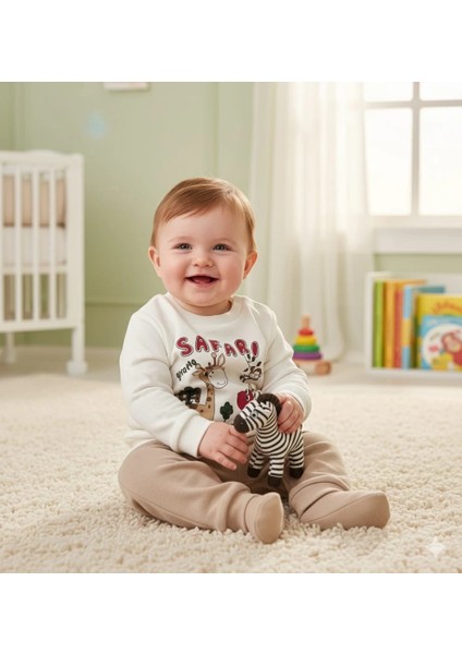 Erkek Bebek Safari Baskılı Alt Üst Ikili Gündelik Takım fiyatları