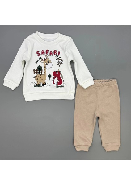 Erkek Bebek Safari Baskılı Alt Üst Ikili Gündelik Takım modelleri