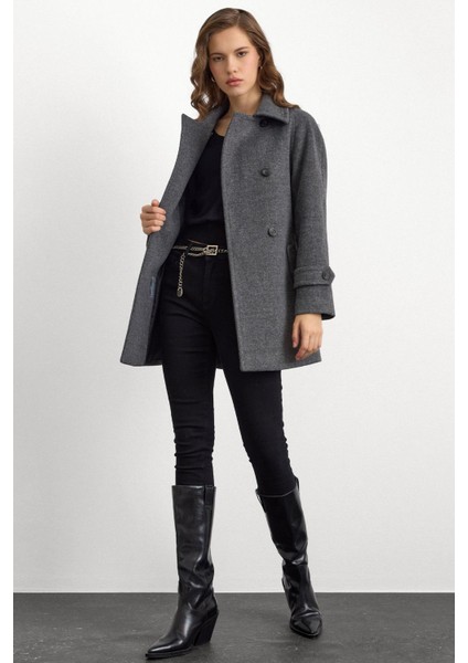 Reglan Kol Kruvaze Kısa Kaban KOYU GRİ 3150