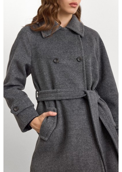 Reglan Kol Kruvaze Kısa Kaban KOYU GRİ 3150