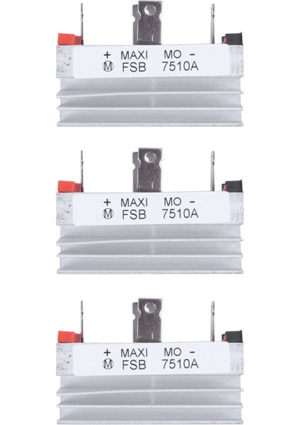 3x Alüminyum Soğutucu Baz Tek Fazlı Köprü Doğrultucu Diyot 75A 1000V (Yurt Dışından)