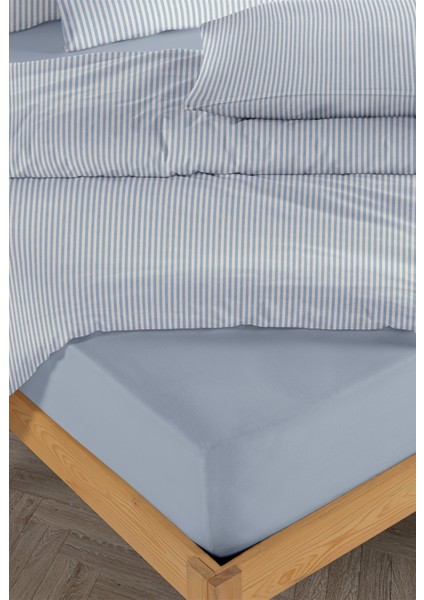 Striped %100 Pamuk Ranforce Yezra Mavi Ipliği Boyalı Nevresim Takımı Tek Kişilik - 160X220 cm modelleri