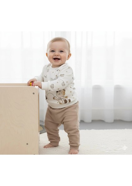Erkek Çocuk Ayıcık Baskılı Alt Üst Ikili Gündelik Takım