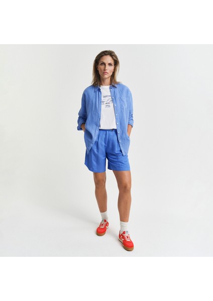 Kadın Mavi Relaxed Fit Şort