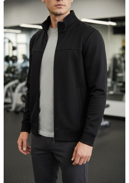 Loxy Antreman Scuba Kumaş Dik Yaka Fermuarlı Ceket