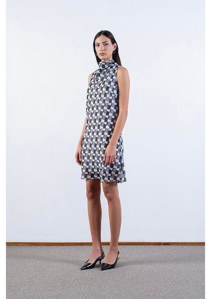 Fernandel Degaje Yaka Arkadab Bağlamalı Kolsuz Elbise Siyah