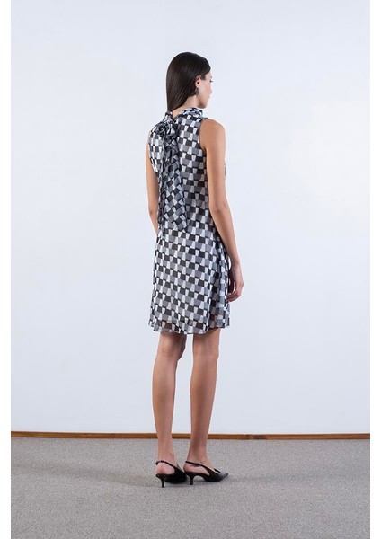 Fernandel Degaje Yaka Arkadab Bağlamalı Kolsuz Elbise Siyah modelleri