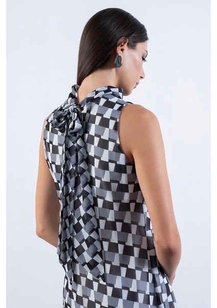 Fernandel Degaje Yaka Arkadab Bağlamalı Kolsuz Elbise Siyah fırsatları