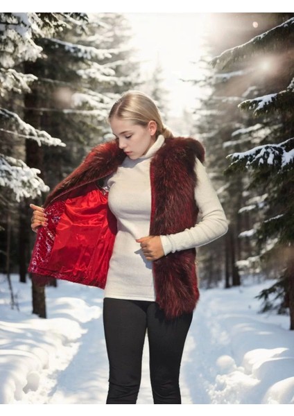 Kadın Kolsuz Fermuarlı Yelek - Kırmızı fırsatları