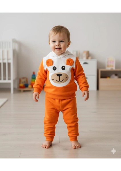 Erkek Çocuk Kapşonlu ve Kulaklı Alt Üst Ikili Gündelik Takım