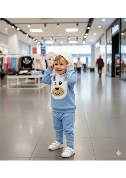 Erkek Çocuk Kapşonlu ve Kulaklı Alt Üst Ikili Gündelik Takım