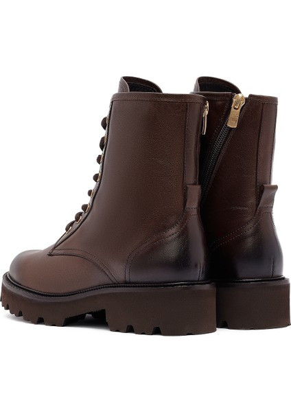 Kadın Kahverengi Fermuarlı Deri Postal Bot 25WFD281218
