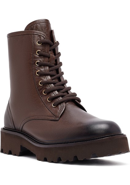 Kadın Kahverengi Fermuarlı Deri Postal Bot 25WFD281218