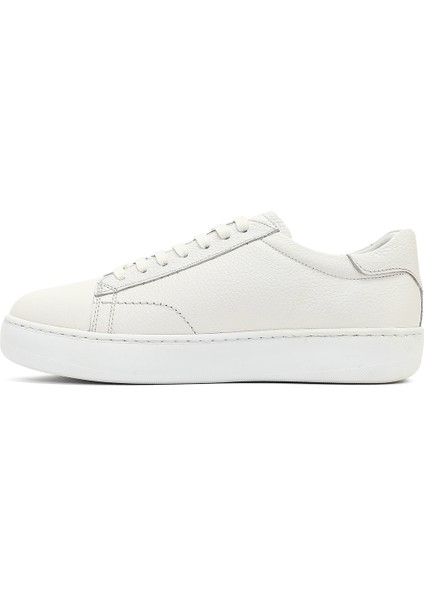 Erkek Beyaz Bağcıklı Kalın Tabanlı Deri Sneaker 25WFD8240FT fiyatları