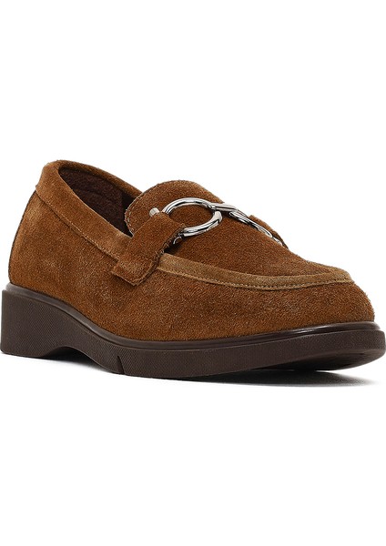 Kadın Vizon Tokalı Süet Deri Comfort Loafer 25AFD410210
