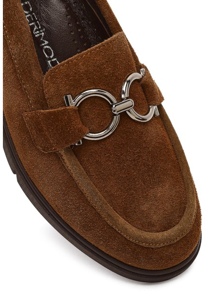 Kadın Vizon Tokalı Süet Deri Comfort Loafer 25AFD410210