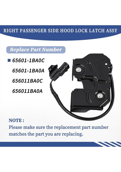 Hood Lock Mandal Assy 65601-1BA0C 65601-1BA0A Nissan Infiniti Için Q70 QX50 EX35 FX35 FX50 EX37FX37 (Yurt Dışından) modelleri