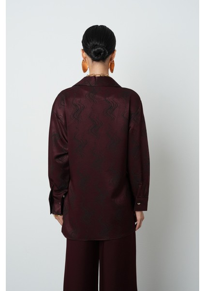 Kadın Bordo Renk Desenli Yandan Bağlamalı Ceket indirimleri